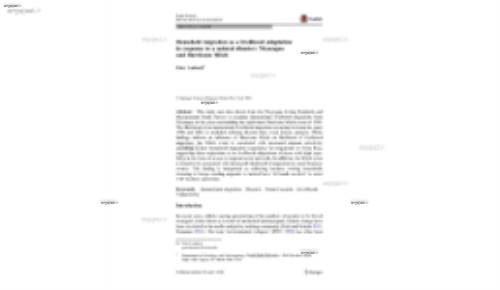 Household migration as a livelihood adaptation in response to a natural disaster: Nicaragua and Hurricane Mitch